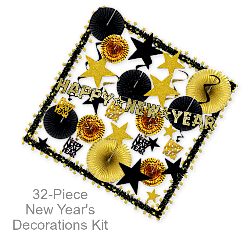 Gold Themed New Years Decorations Kit | New Year's