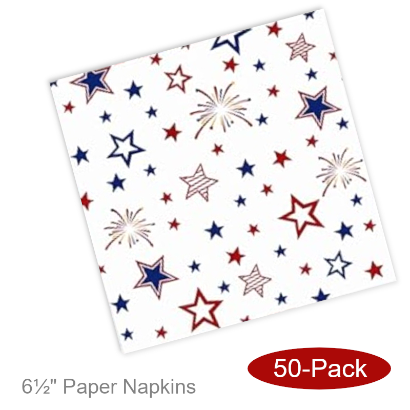 Patriotic Paper Napkins Fireworks Stars | 4th of July