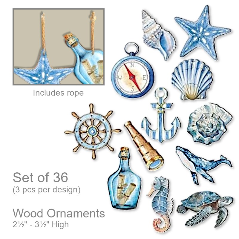 Nautical Wood Ornaments Coastal Beach | Party Supplies