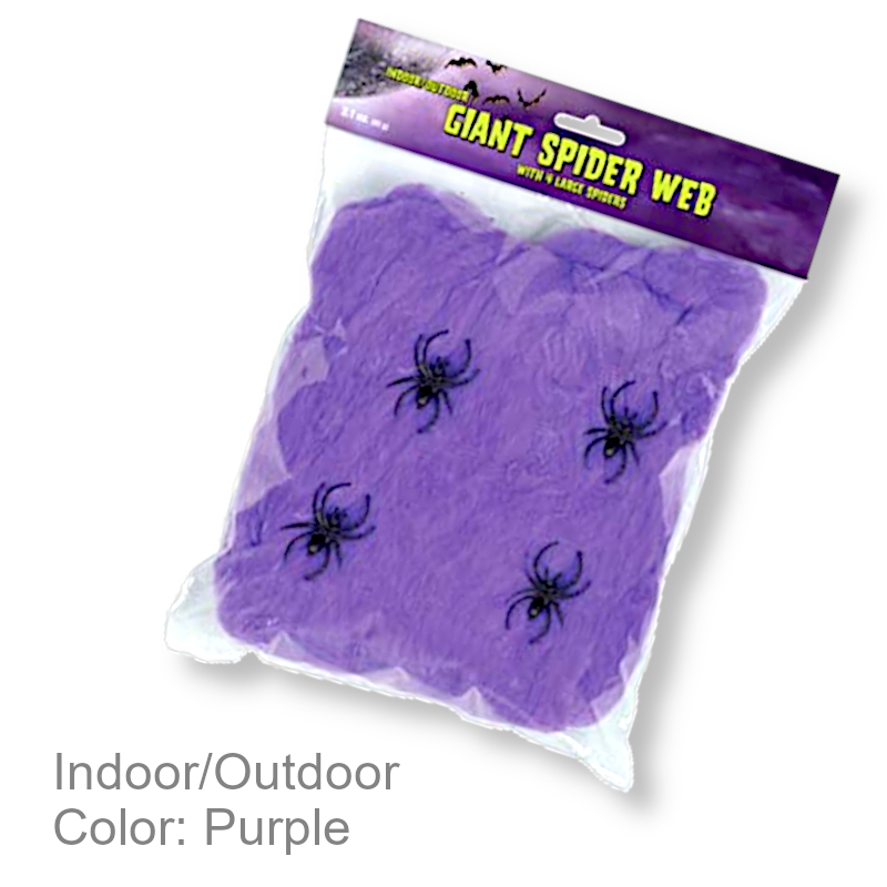 Faux Spider Web Filament w/Spiders | Party Decorations