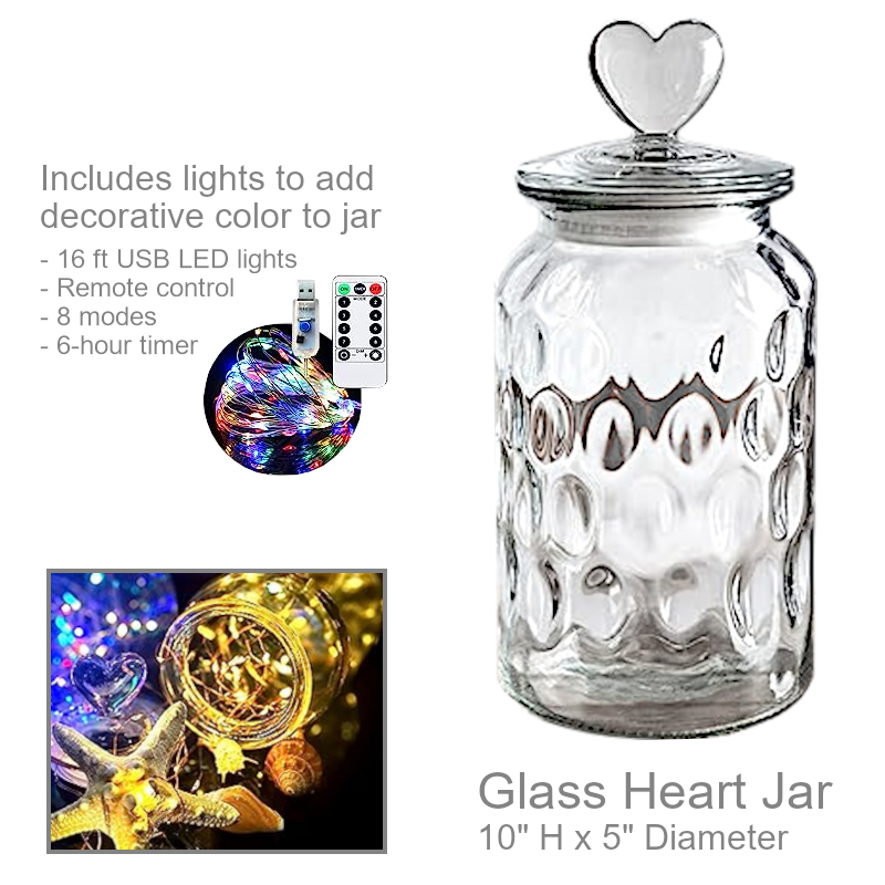 Heart Glass Jar With String Lights | Office Candy Jar