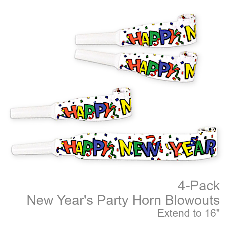 Happy New Year Party Horn Blowouts | Party Favors