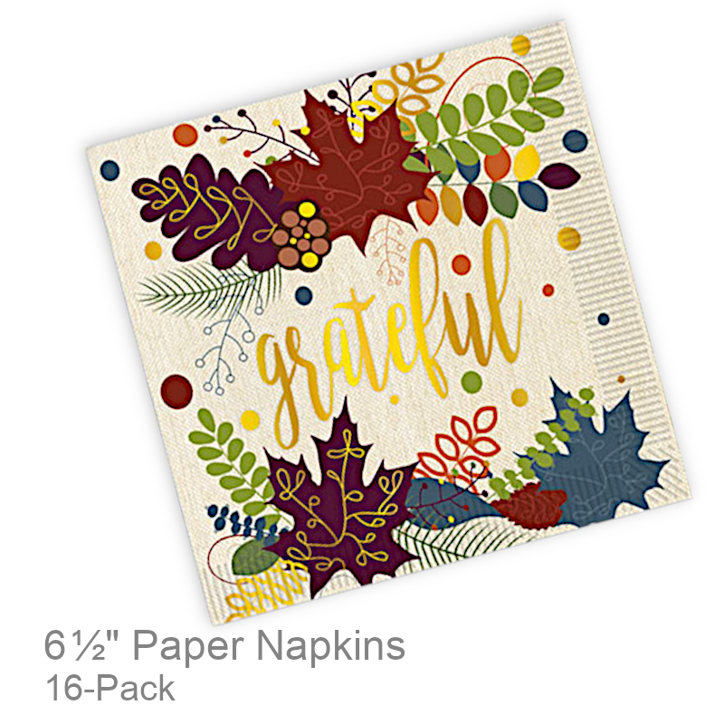 Grateful Foil Thanksgiving Napkins | Party Serveware