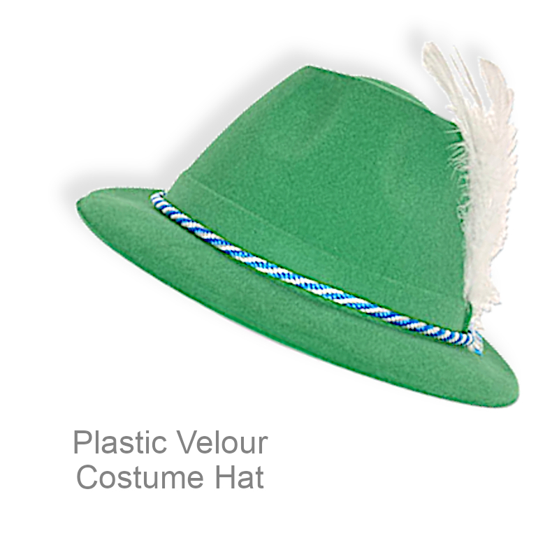 Plastic Velour German Hat w/Feather | Party Supplies