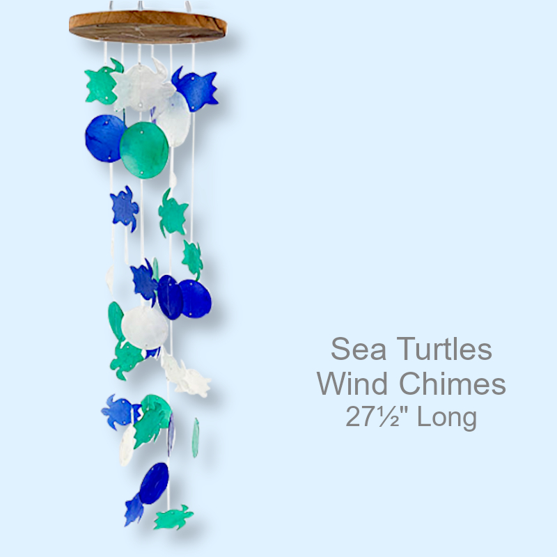 Beach Themed Wind Chimes Sea Turtle | Garden