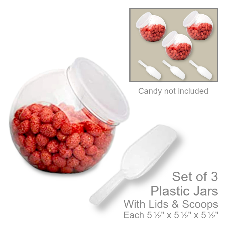 Plastic Jars With Lids & Scoops | Office Candy Jar