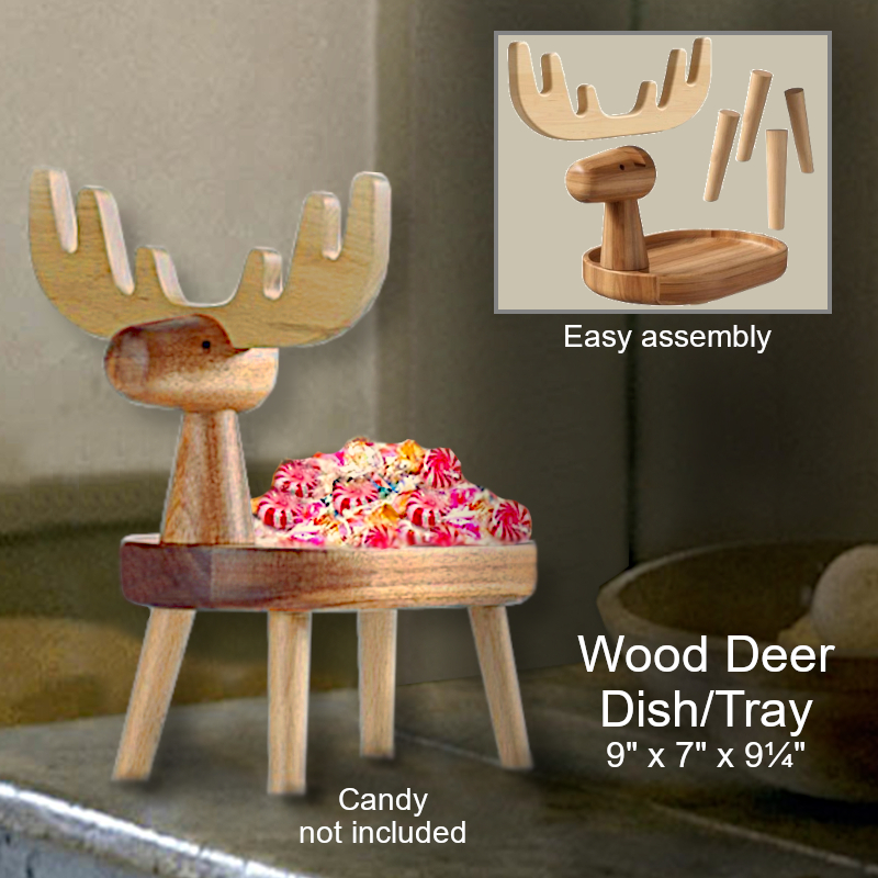 Wood Deer Shape Dish | Christmas Office Candy Dish