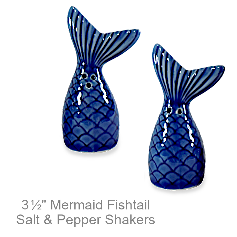 Ocean Mermaid Fishtail Salt & Pepper Shakers | Beach