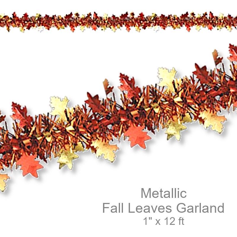 Metallic Fall Leaves Garland Streamer | Party Decor
