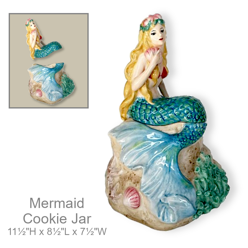 Mermaid Candy Cookie Jar w/Lid | Nautical Candy Dish
