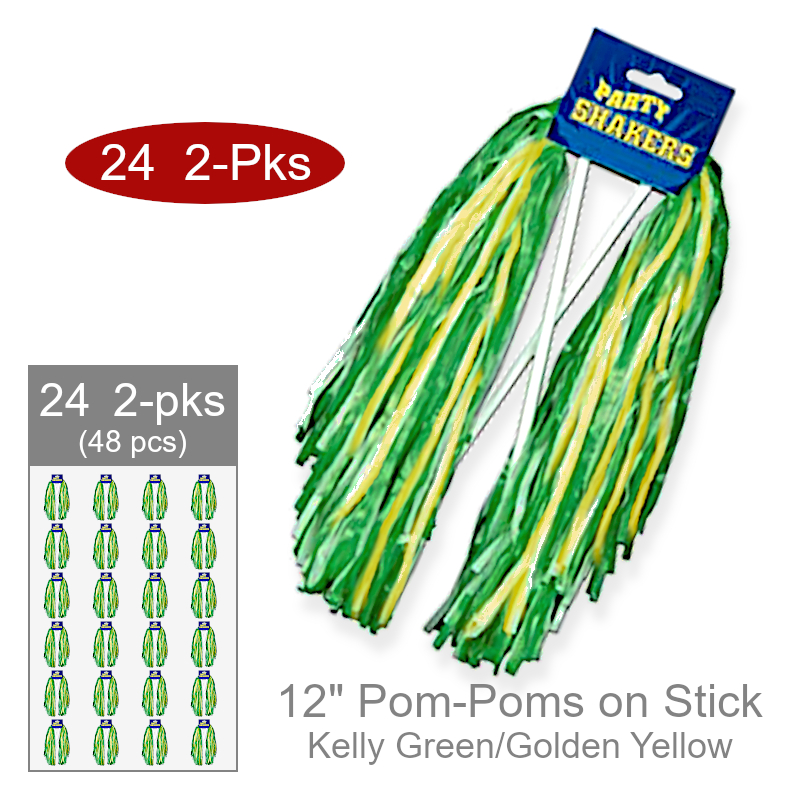 Wholesale Spirit Cheer Pom-Poms w/Stick | Bulk Party