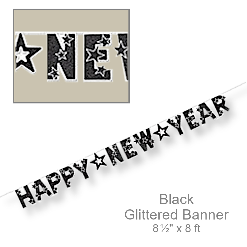 Glittered Happy New Year Banner Streamer | New Year's