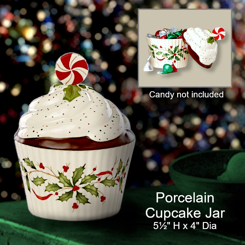 Holiday Cupcake Jar | Christmas Office Candy Dish