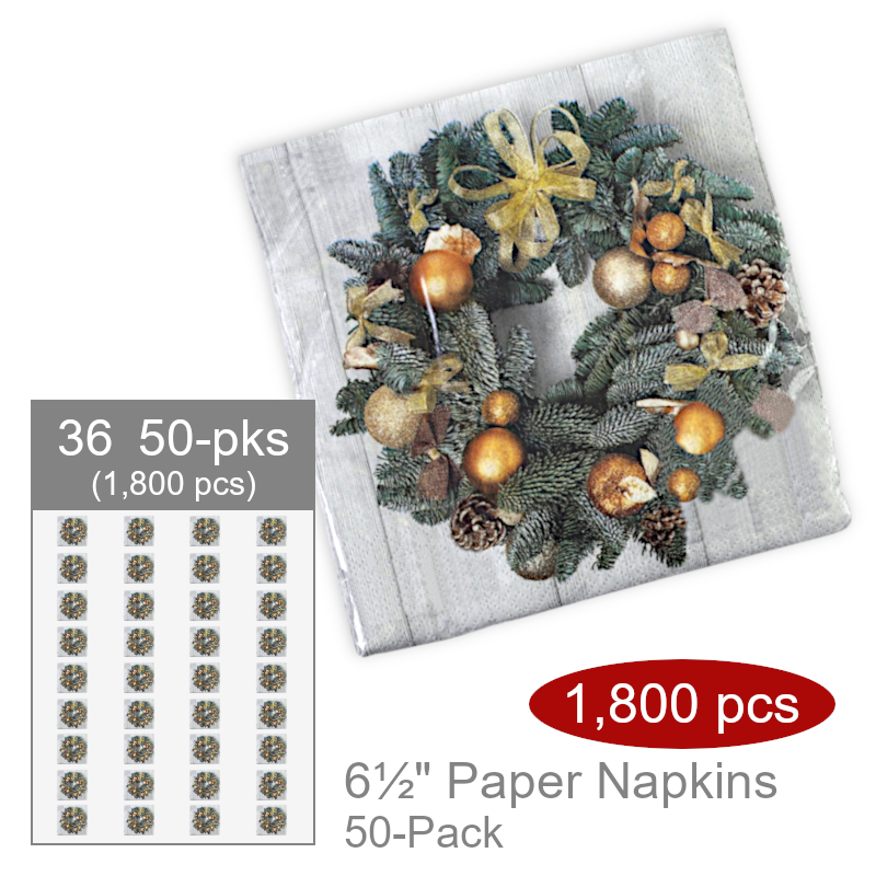 Wholesale Holiday Wreath Napkins | Bulk Party Supplies