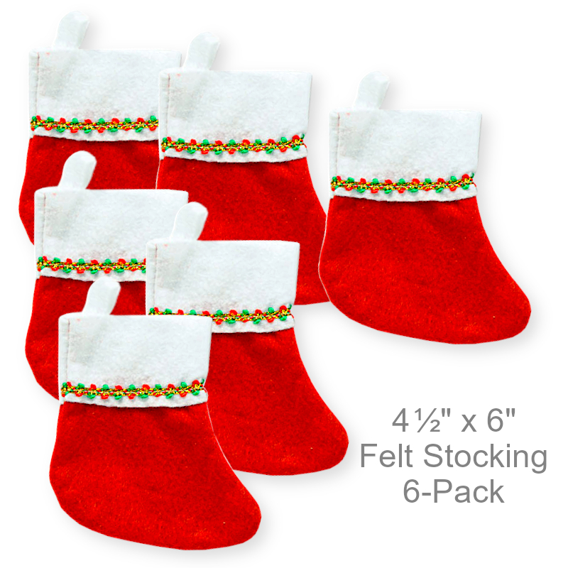 Mini Christmas Stockings With Trim | Party Decorations