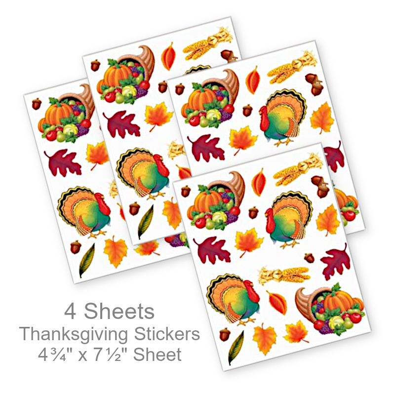 Turkey Cornucopia Fall Leaves Stickers | Party Favors
