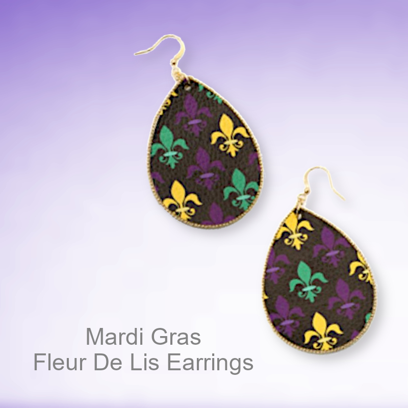 Mardi Gras Leather Earrings Fleur De Lis | Mardi Gras