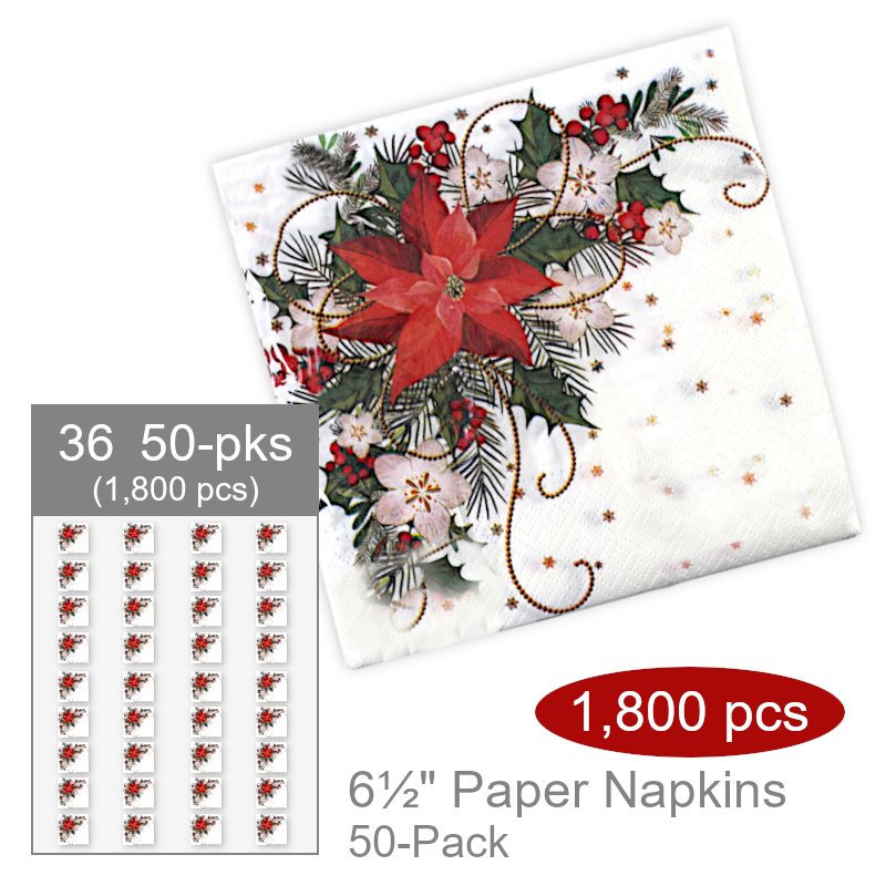 Wholesale Poinsettia Napkins | Bulk Party Supplies