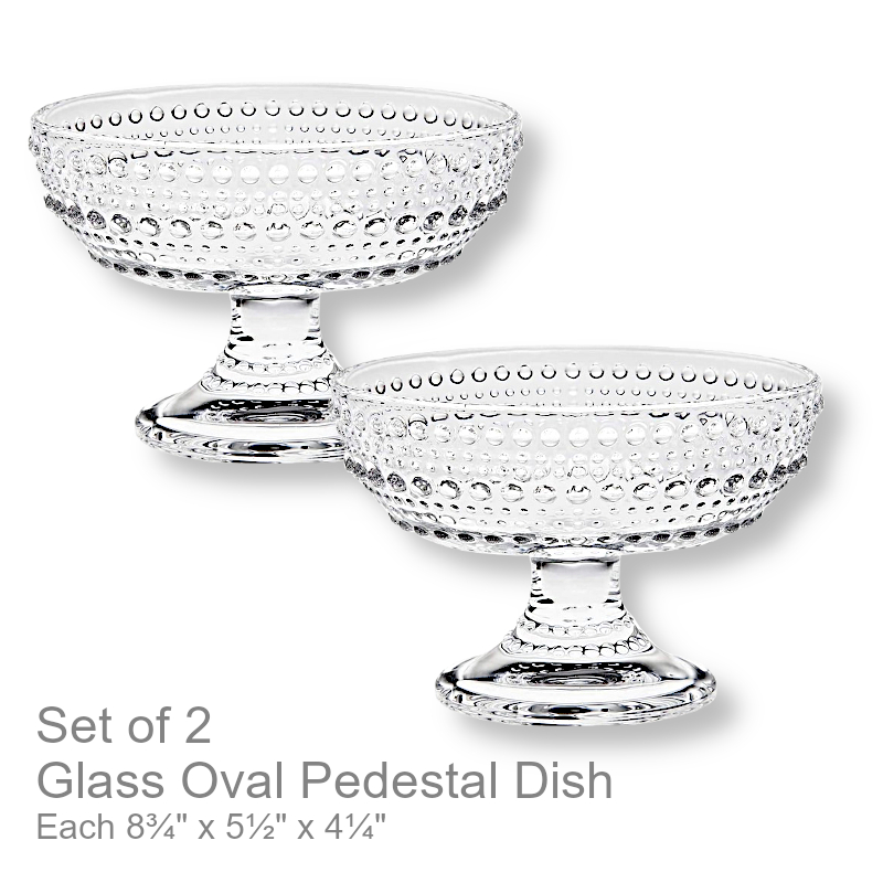 Glass Oval Pedestal Dish Bowls | Office Candy Dish