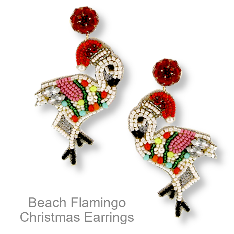 Shop Now Beach Christmas Earrings Fancy Flamingo | Christmas