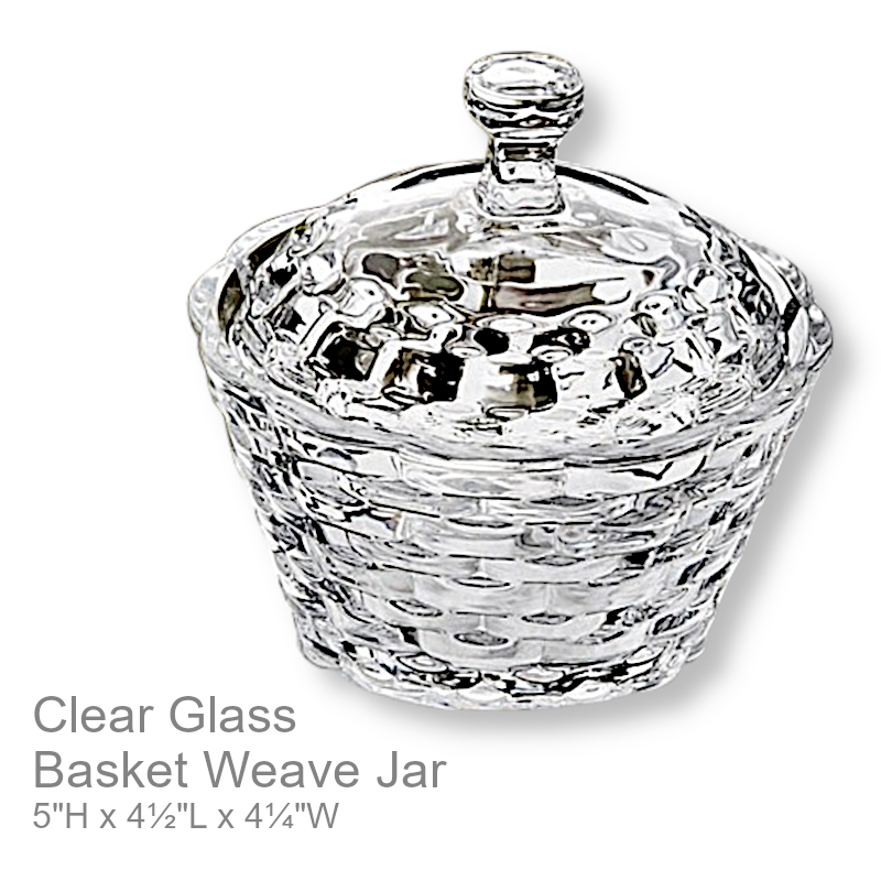 Glass Basket Weave Jar With Lid | Office Candy Dish