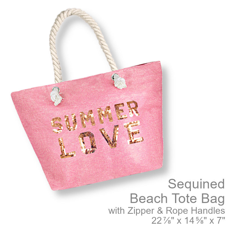Sequined Summer Love Beach Tote Bag | Beach Bag