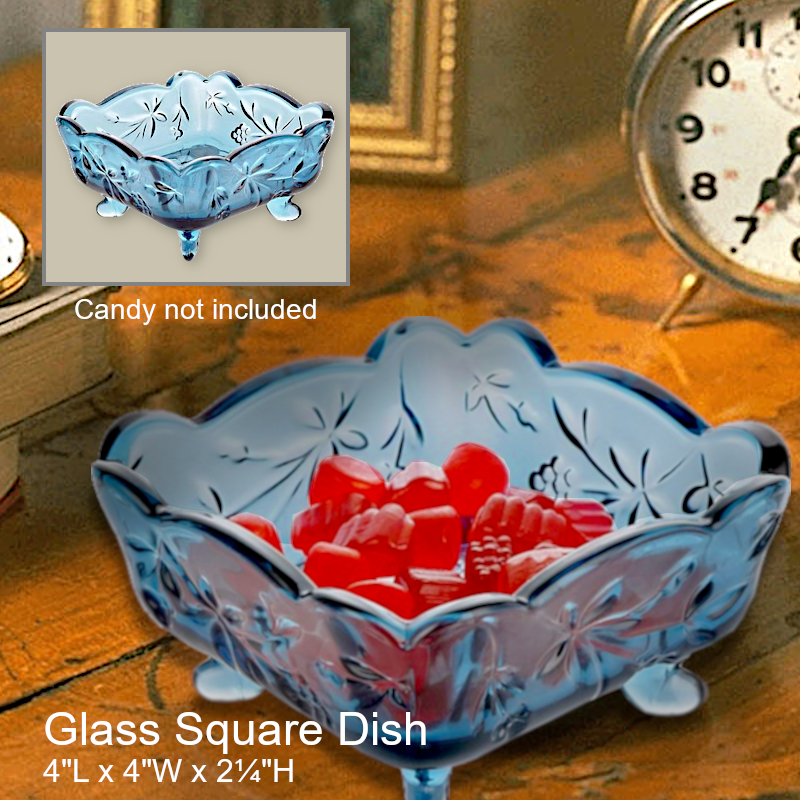 Glass Square Dish With Feet | Office Candy Dish