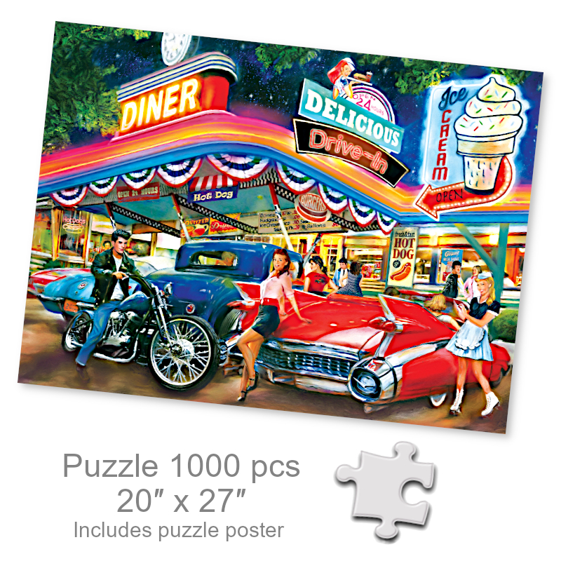 Shop Now Nostalgic Drive-In Diner Jigsaw Puzzle | Puzzles