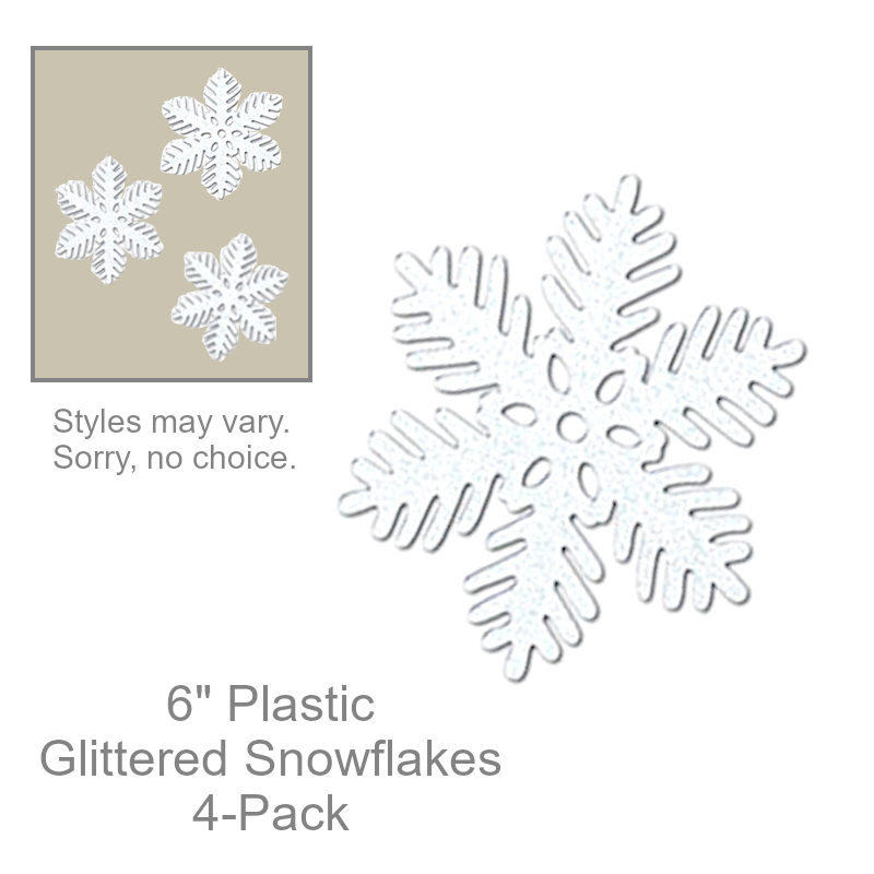 Plastic Glittered Snowflakes | Party Decorations