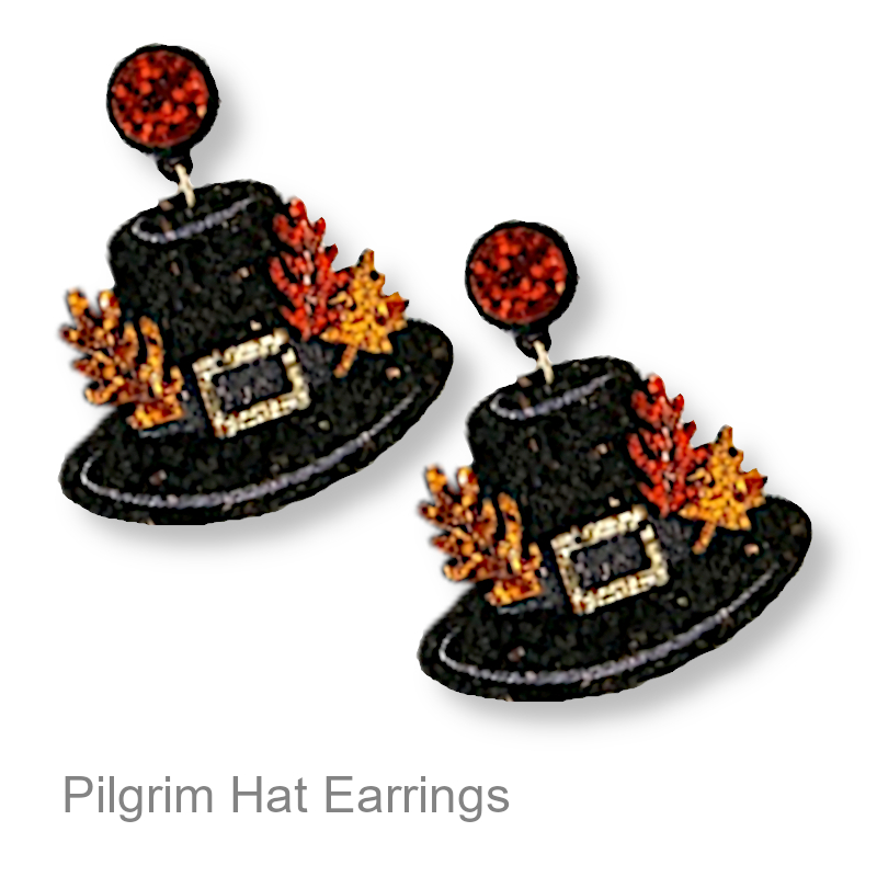 Pilgrim Hat Earrings | Fall & Thanksgiving
