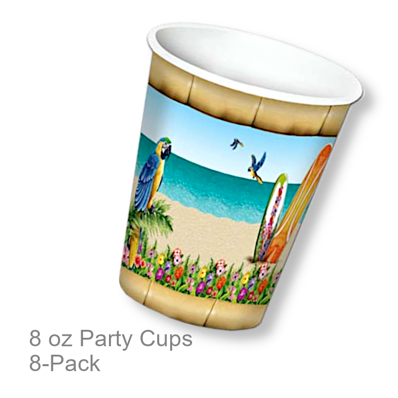8 oz Tropical Beach Paper Cups | Party Drinkware