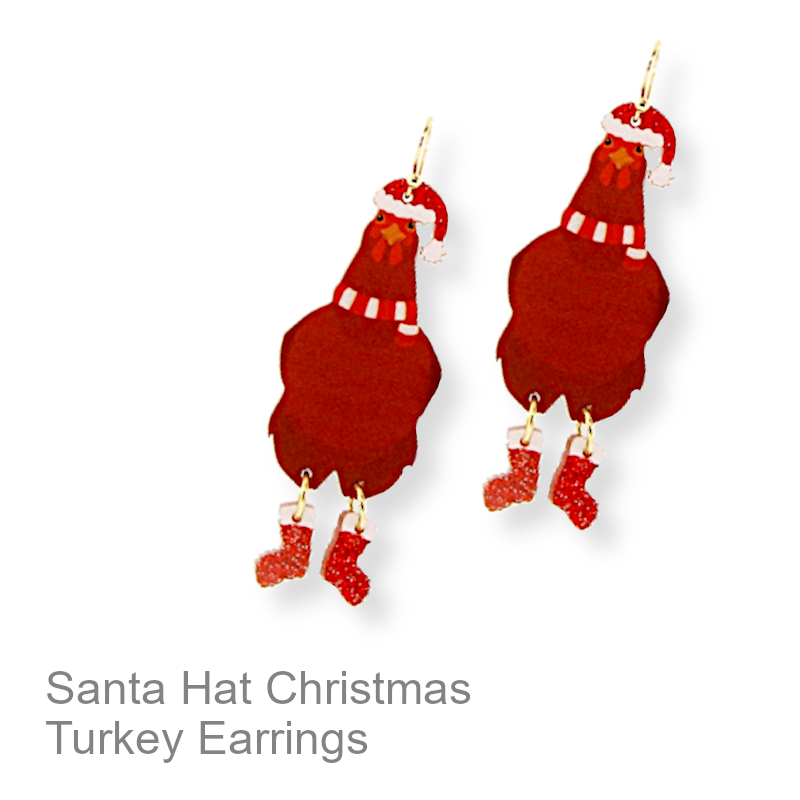 Funny Christmas Turkey Earrings | Christmas