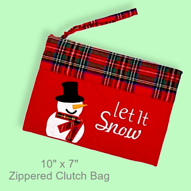 Plaid Snowman Zippered Clutch Bag | Christmas
