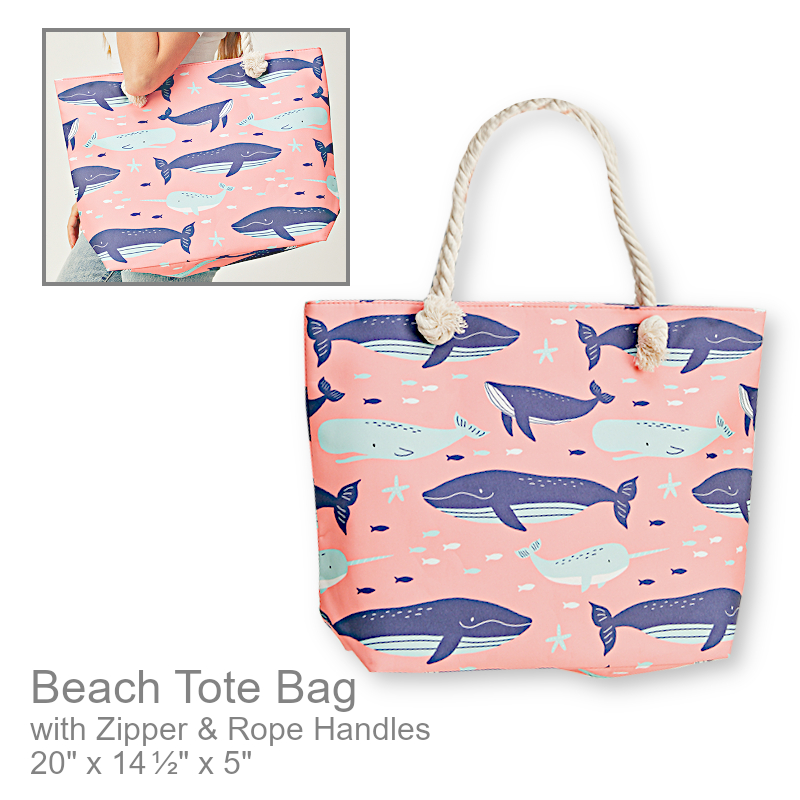 Whale Fish Beach Tote Bag | Beach Bag