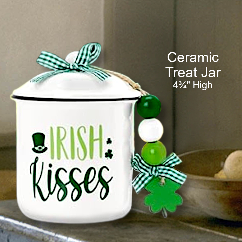 Irish Kisses Shamrock Candy Jar | St Patrick's Day