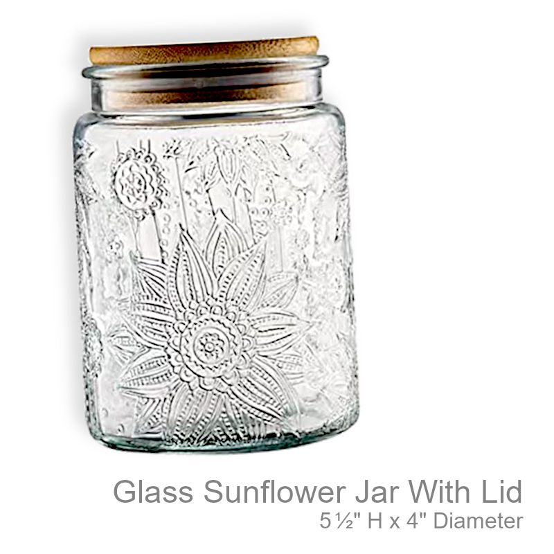 Glass Vintage Sunflower Jar | Office Candy Jar