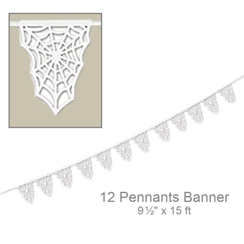 Spider Web 12 Pennants Banner | Party Decorations