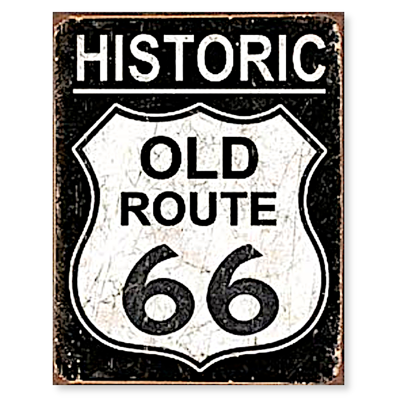 Rustic Route 66 Metal Sign | Man Cave Wall Art