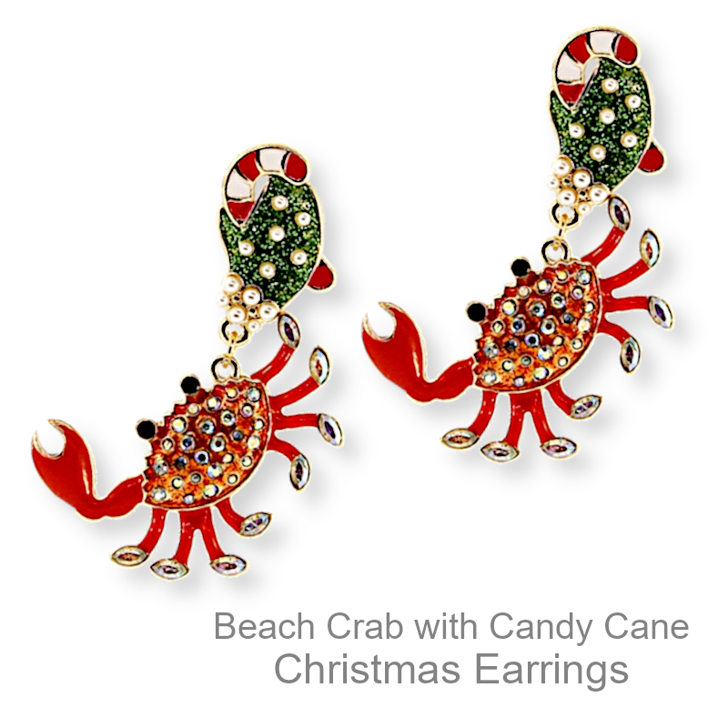 Shop Now Beach Christmas Earrings Crab | Christmas