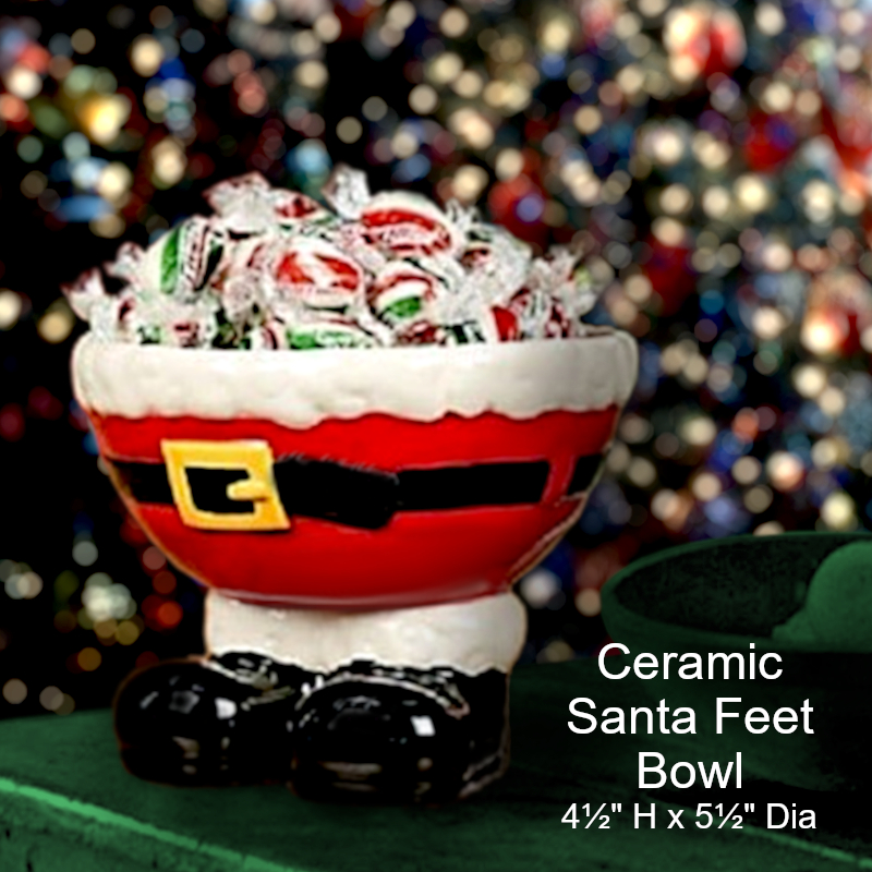 Holiday Santa Feet Bowl | Christmas Office Candy Dish