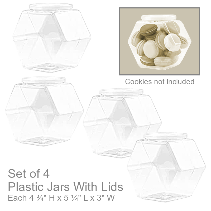 Plastic Hexagonal Jars With Lids | Office Candy Jar