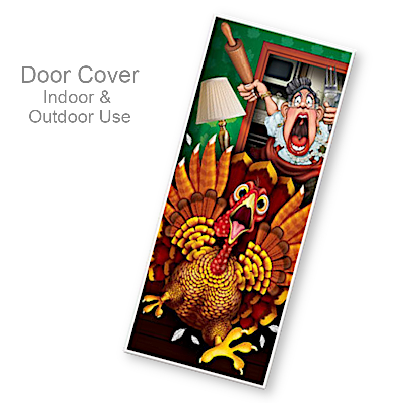 Funny Running Turkey Door Cover | Party Decorations