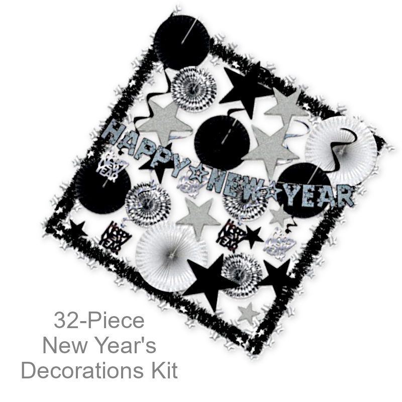 Silver Themed New Years Decorations Kit | New Year's