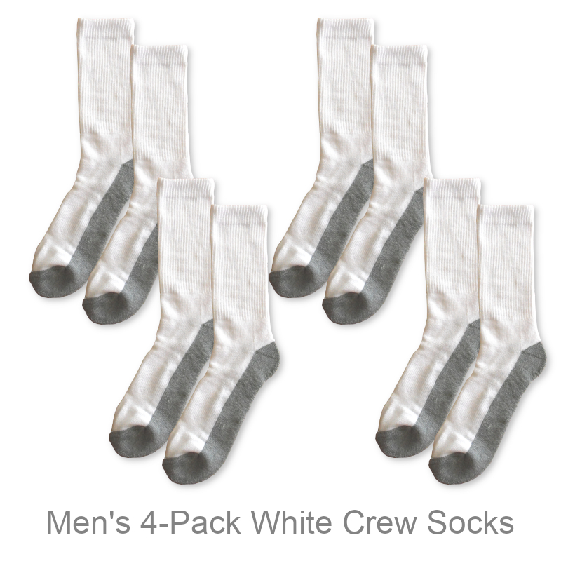 Mens 4-Pack Cushion Crew Socks | Accessories