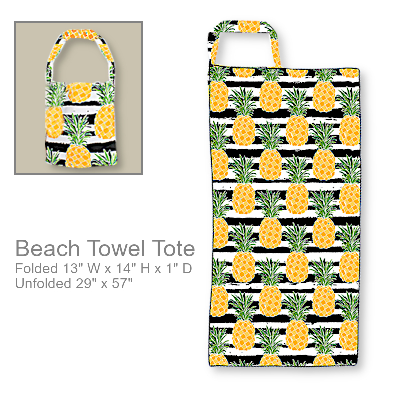 Striped Pineapple Beach Towel Tote | Beach Bag
