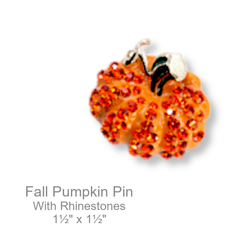 Pumpkin Pin With Rhinestones | Fall & Thanksgiving