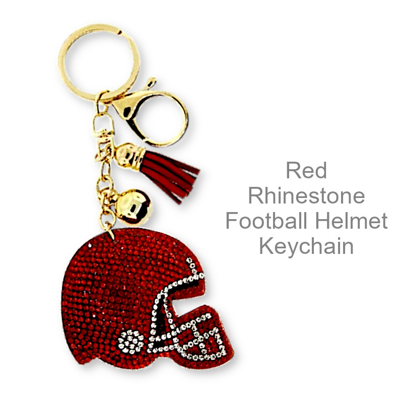 Red Rhinestone Football Helmet Keychain | Keychains