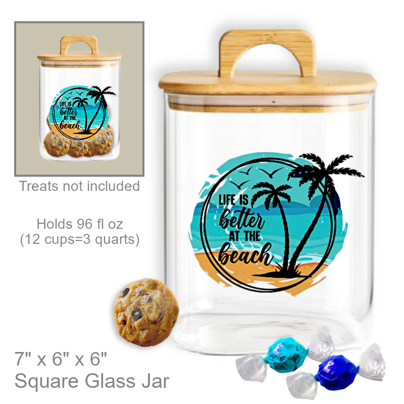 Beach Palms Square Cookie Candy Jar | Cookie Jar