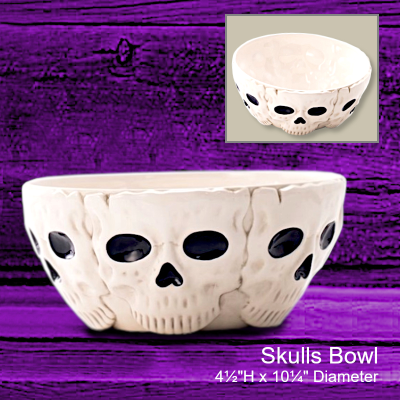 Ceramic Skulls Bowl | Halloween Office Candy Dish