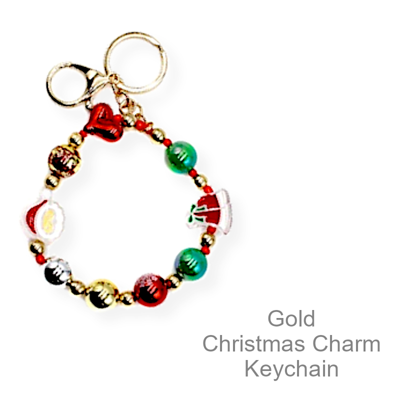 Shop Now Gold Christmas Wristlet Charm Keychain | Christmas